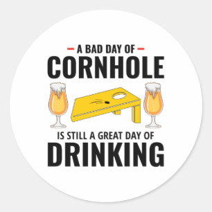 Cornhole Bean Bag Toss Outdoor Lawn Game Drinking Classic Round Sticker