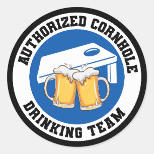 Cornhole Bean Bag Toss Outdoor Lawn Game Funny Classic Round Sticker