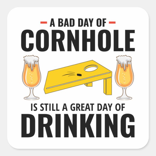 Cornhole Bean Bag Toss Outdoor Lawn Game Funny Square Sticker (Front)