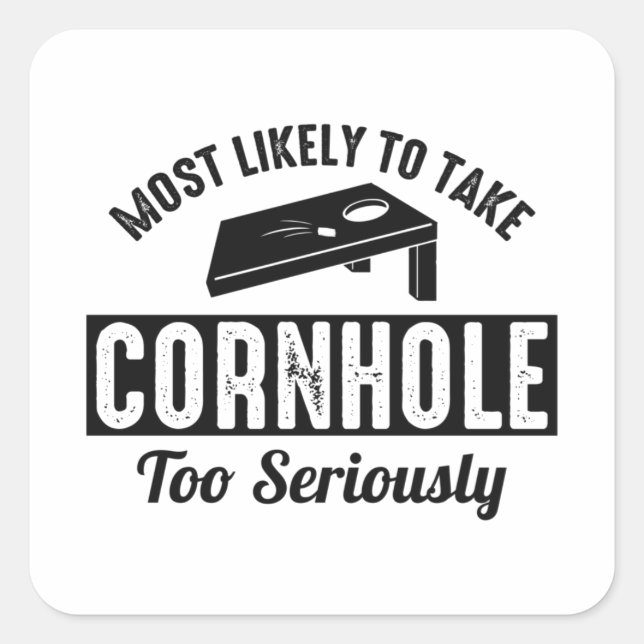 Cornhole Bean Bag Toss Outdoor Lawn Game Funny Square Sticker (Front)