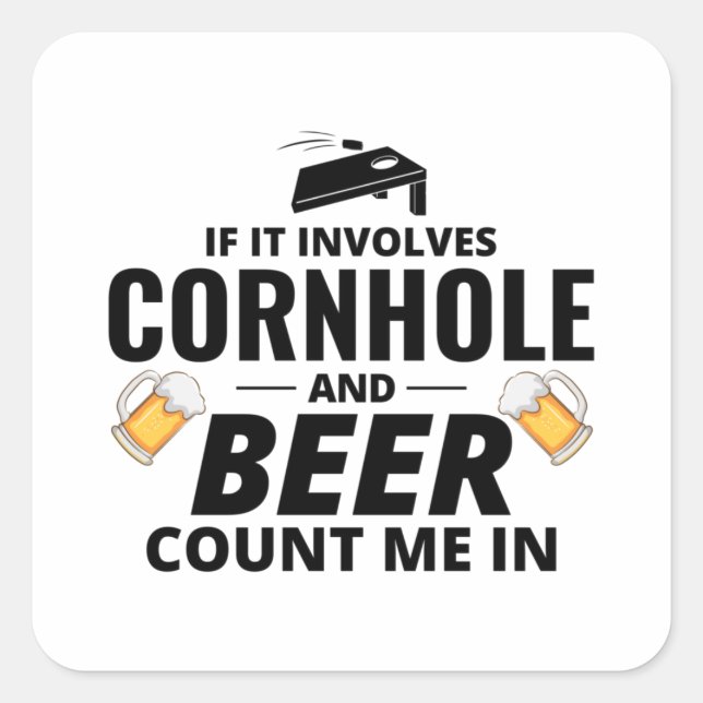 Cornhole Bean Bag Toss Outdoor Lawn Game Funny Square Sticker (Front)