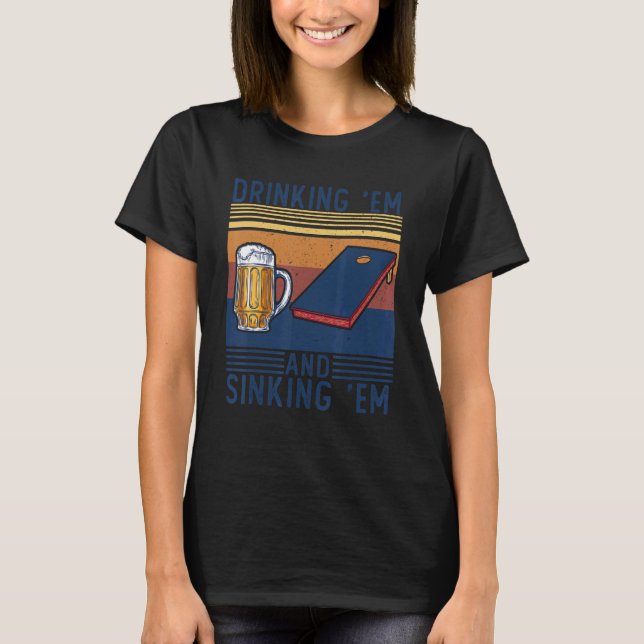 Cornhole Beer Bag Toss American Usa Flag  Summer G T-Shirt (Front)