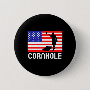 Cornhole Board Game Men Women Aamerican Flag Corn 6 Cm Round Badge