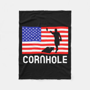 Cornhole Board Game Men Women Aamerican Flag Corn Fleece Blanket