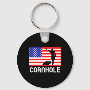Cornhole Board Game Men Women Aamerican Flag Corn Key Ring
