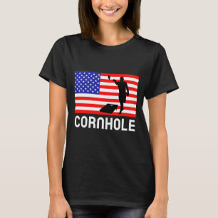 Cornhole Board Game Men Women Aamerican Flag Corn T-Shirt