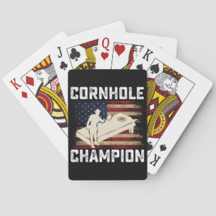 Cornhole Champion American Flag USA 4th OF July  Playing Cards