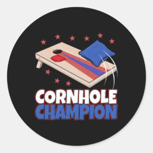 Cornhole Champion Corn Hole Gammer Love Classic Round Sticker