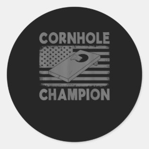 Cornhole Champion Cornhole Team Bean Bag F Classic Round Sticker