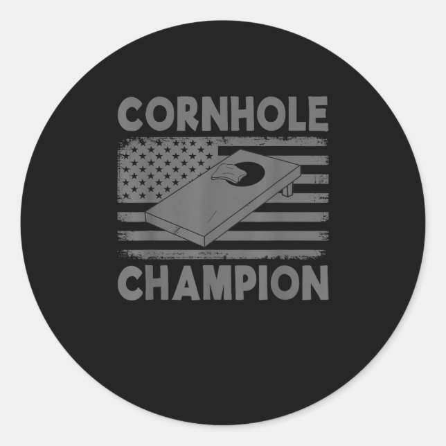 Cornhole Champion Cornhole Team Bean Bag F Classic Round Sticker (Front)