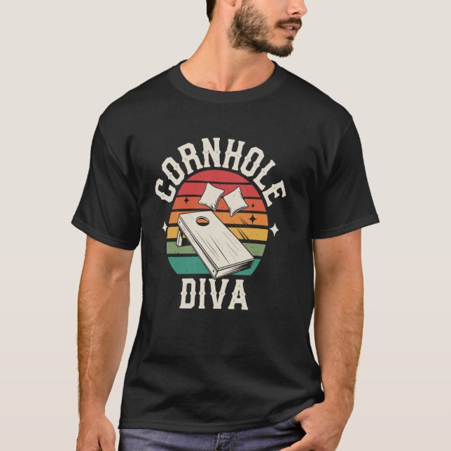 Cornhole Diva Funny Cornhole Player T-Shirt (Front)