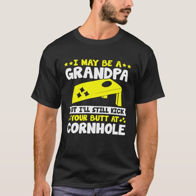 Cornhole for Men Grandpa Sack Toss Game T-Shirt (Front)