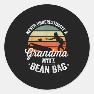 Cornhole Funny Bean Bag Grandma 4th of July Classic Round Sticker