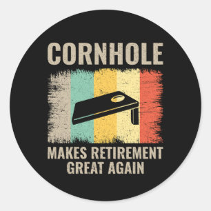 Cornhole Game Boards Bags Funny Classic Round Sticker