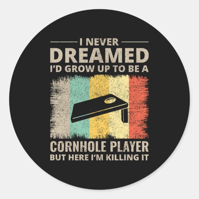 Cornhole Game Boards Bags Funny Classic Round Sticker (Front)