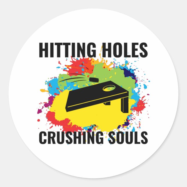 Cornhole Game Boards Bags Funny Classic Round Sticker (Front)