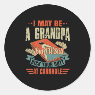 Cornhole Grandpa Bean Bags Grandfather Cornhole Classic Round Sticker