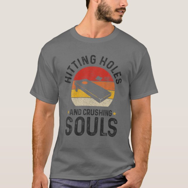 Cornhole Hitting Holes T-Shirt (Front)