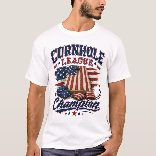 Cornhole league champion patriotic tee (Front)