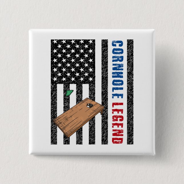 Cornhole Legend USA 15 Cm Square Badge (Front)