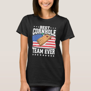 Cornhole Patriotic Team Players Us Flag Independen T-Shirt