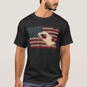 Cornhole Player America Flag Tee I Proud Bean Bag 