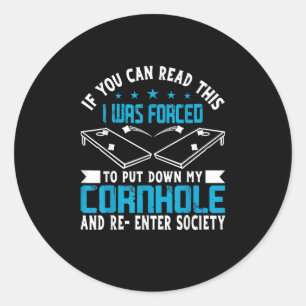 Cornhole Player Team Bean Bag Funny Cornhole Classic Round Sticker