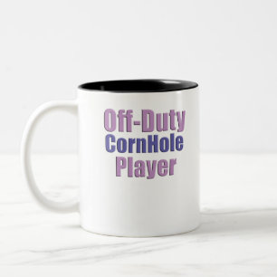 cornhole player Two-Tone coffee mug