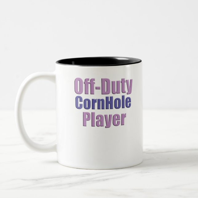 cornhole player Two-Tone coffee mug (Left)