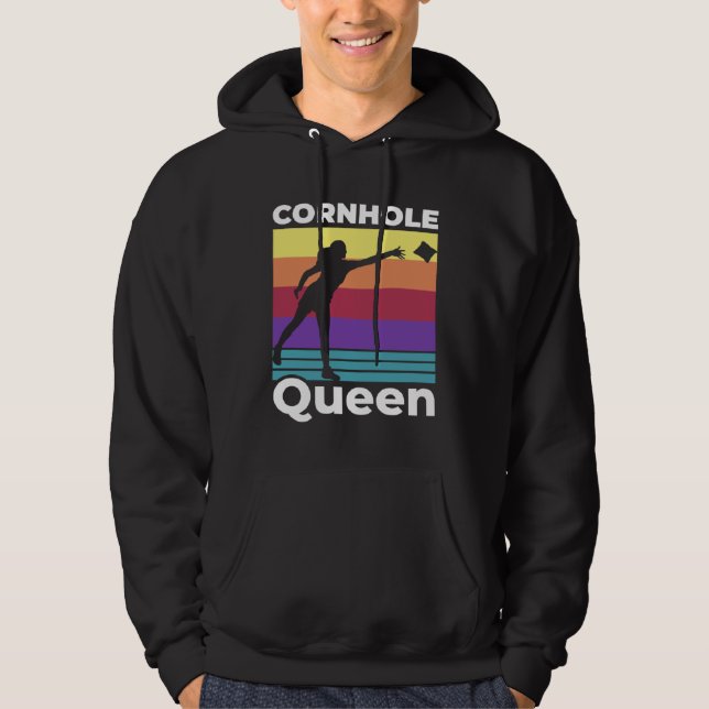 Cornhole Queen Cornhole Mom Cornhole Champion Corn Hoodie (Front)