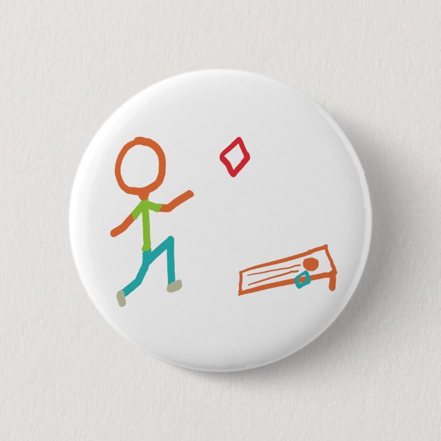Cornhole Stickman 6 Cm Round Badge (Front)
