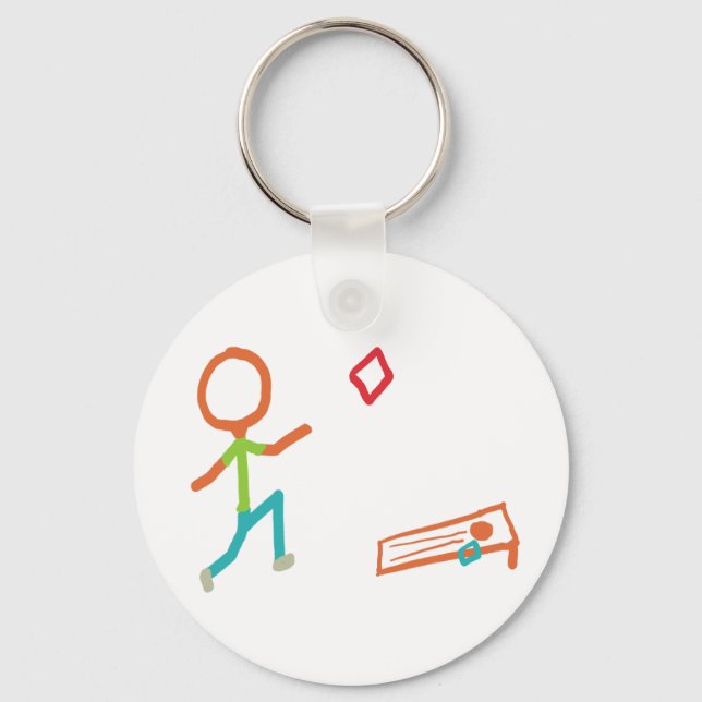 Cornhole Stickman Key Ring (Front)