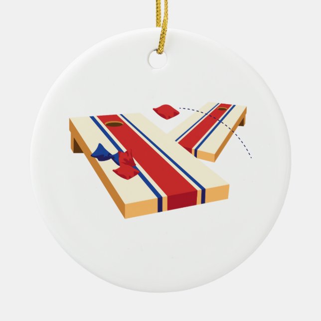 Cornhole Toss Ceramic Tree Decoration (Front)