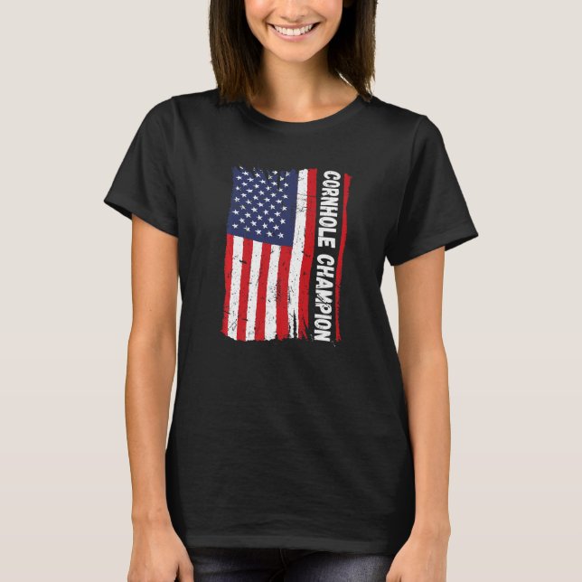 Cornhole Trophy Champion Bean Bag Cornhole Player  T-Shirt (Front)