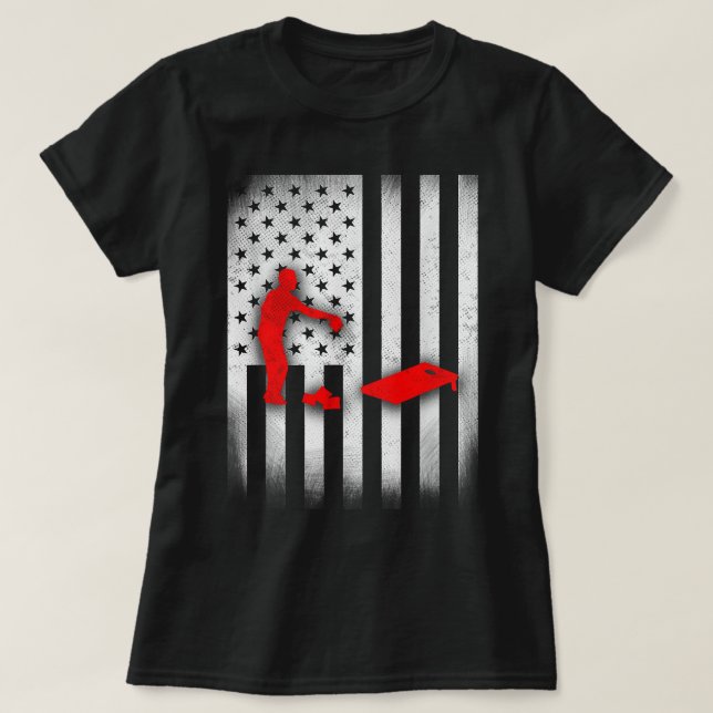 Cornhole US Flag T-Shirt (Design Front)