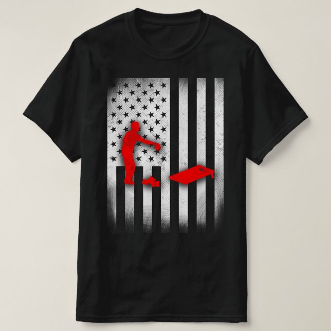 Cornhole US Flag T-Shirt (Design Front)