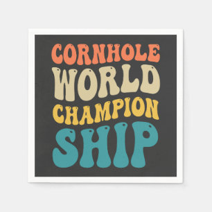 Cornhole World Championship Funny Groovy Retro Dad Napkin