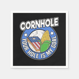 Cornhole Your Hole Is My Goal American Flag Logo C Napkin