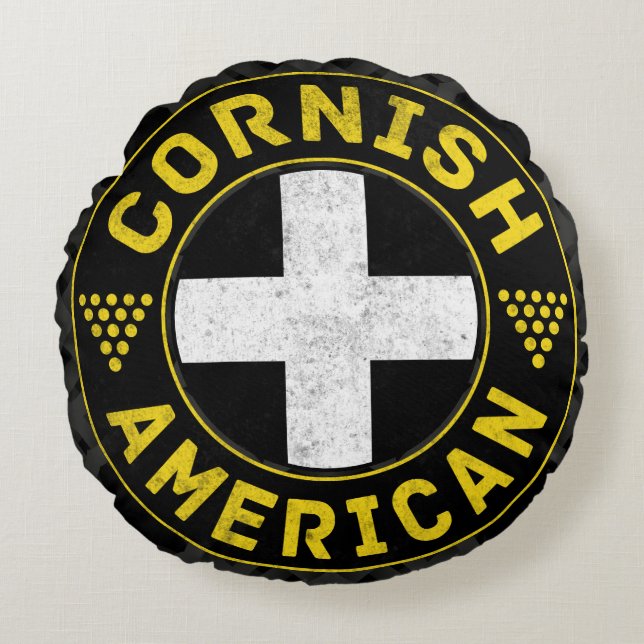 Cornish American Flag Ensign  Round Cushion (Front)