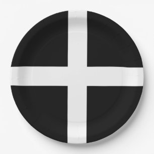 Cornish Flag (Cornwall) (County of England, UK) Paper Plate