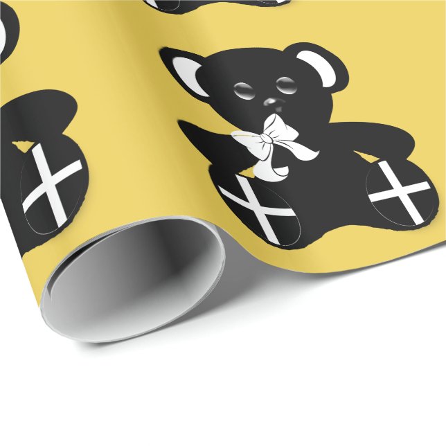 Cornish Flag Teddy Bear Wrapping Paper (Roll Corner)