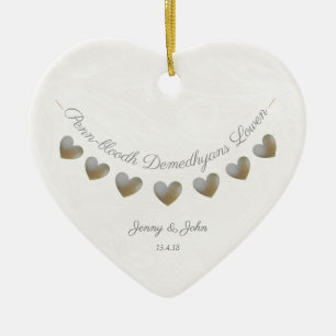 Cornish language wedding anniversary gift ceramic tree decoration