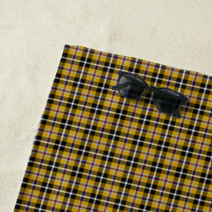 Cornish National Tartan Yellow and Black Plaid Beach Towel