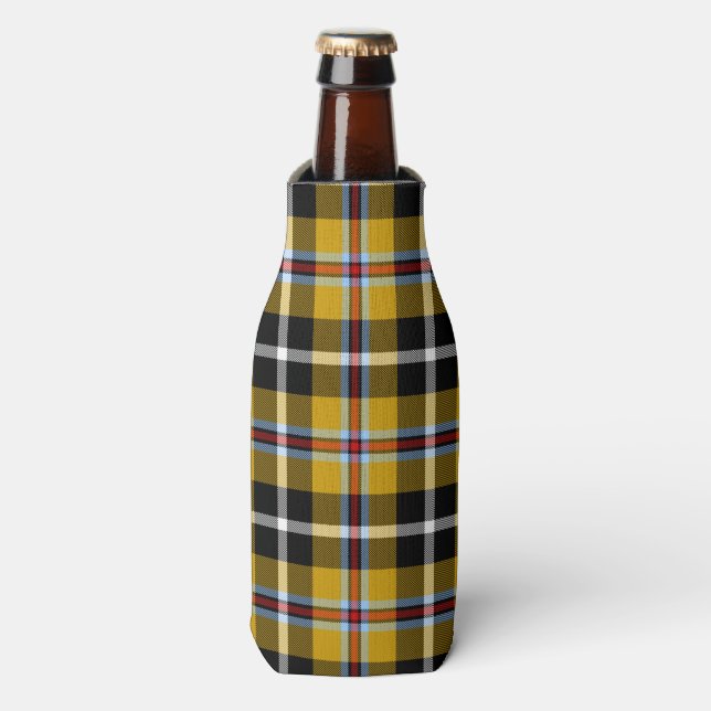 Cornish National Tartan Yellow and Black Plaid Bottle Cooler (Bottle Front)