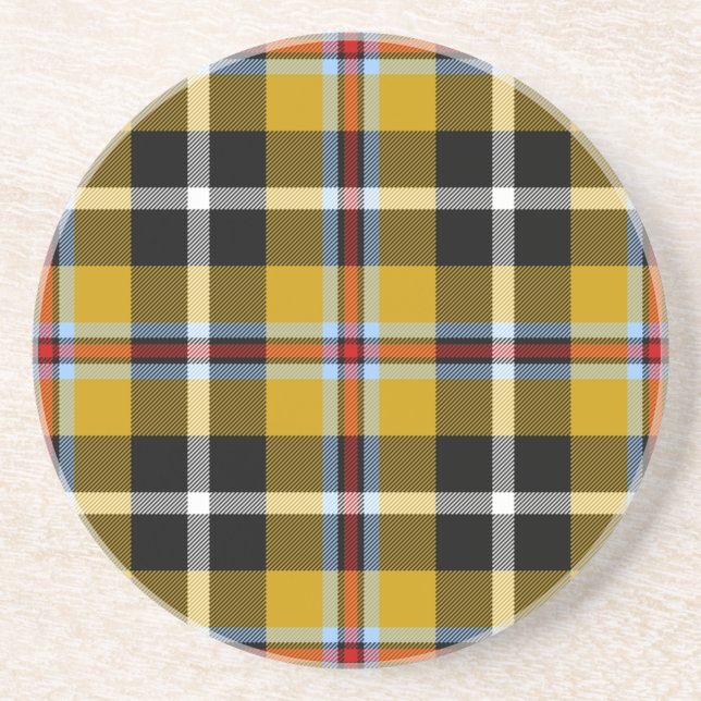 Cornish National Tartan Yellow and Black Plaid Coaster (Front)