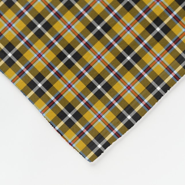 Cornish National Tartan Yellow and Black Plaid Fleece Blanket (Corner)