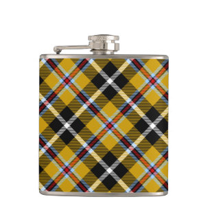 Cornish National Tartan Yellow and Black Plaid Hip Flask