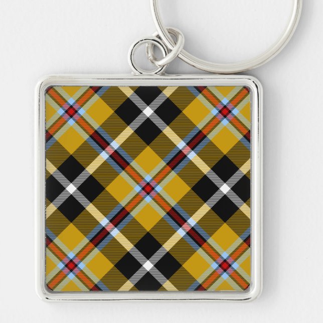 Cornish National Tartan Yellow and Black Plaid Key Ring (Front)
