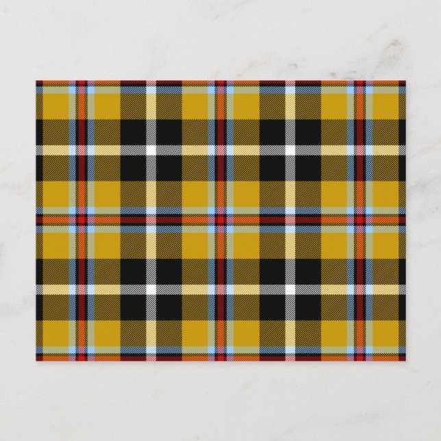 Cornish National Tartan Yellow and Black Plaid Postcard (Front)
