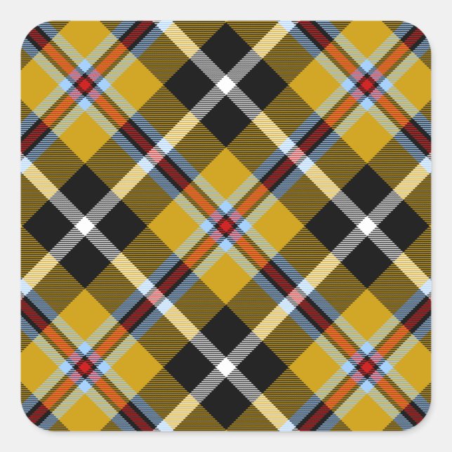Cornish National Tartan Yellow and Black Plaid Square Sticker (Front)